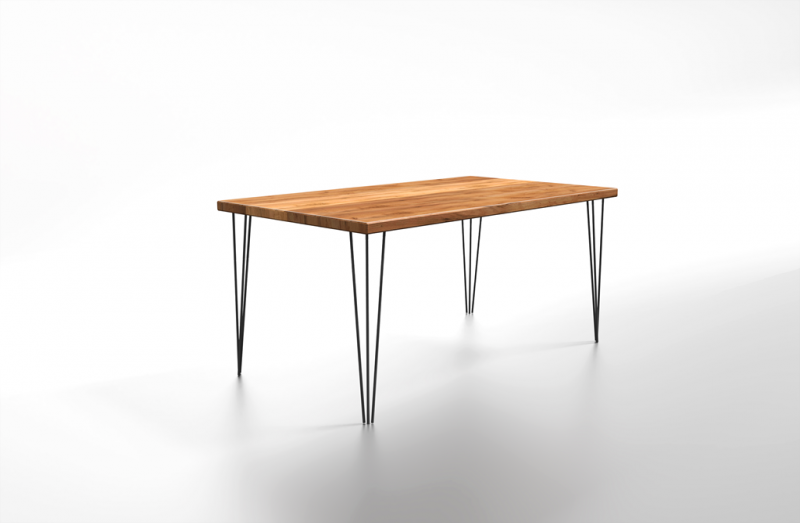 Drewniany stół z metalowymi nogami