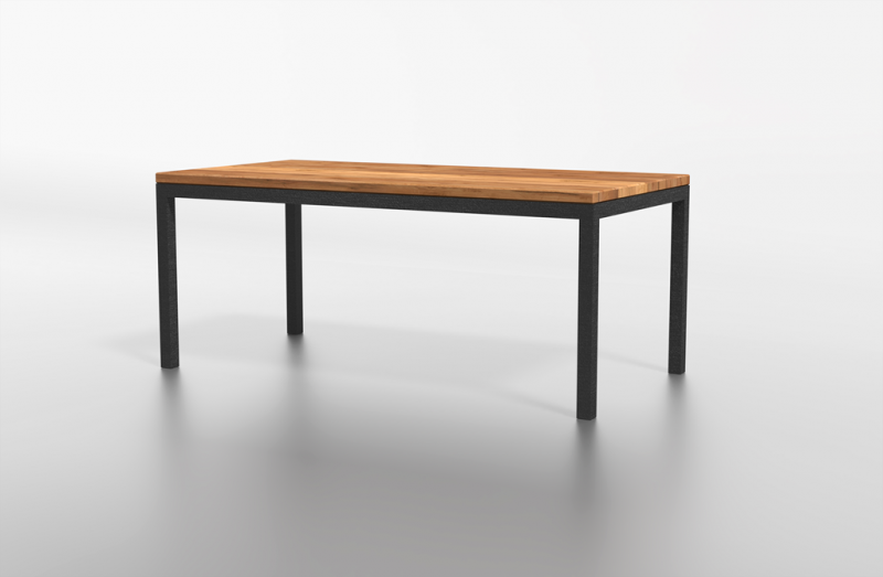 Stół drewniany z dodatkami metalowymi