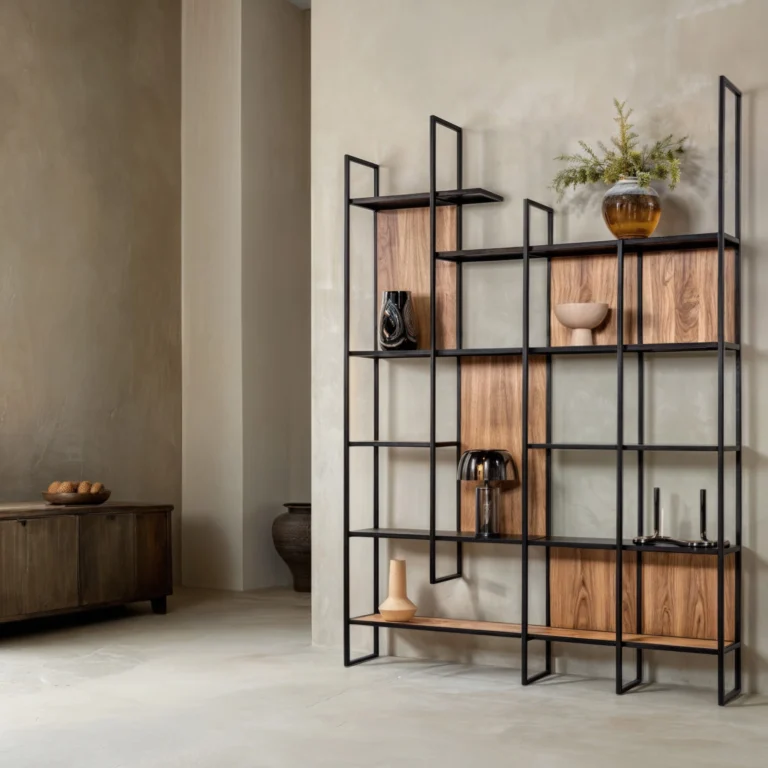 Stal i drewno – połączenie idealne. Podstawy i konstrukcje stalowe na wymiar 16 Nowoczesny regał biurowy – minimalistyczny design.