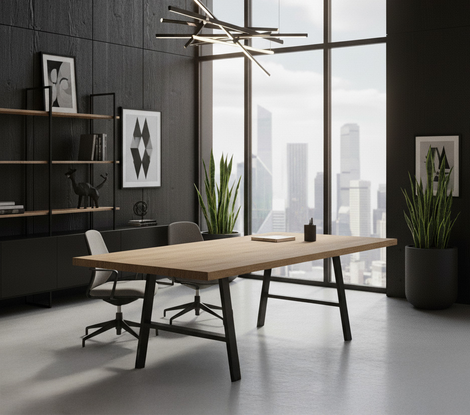 Metalowe nogi BORZA – profil A, czarne, stalowe, do stołów drewnianych