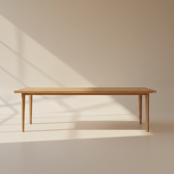 Stół FAUNA – minimalistyczny stół dębowy w stylu skandynawskim, cienkie nogi z drewna