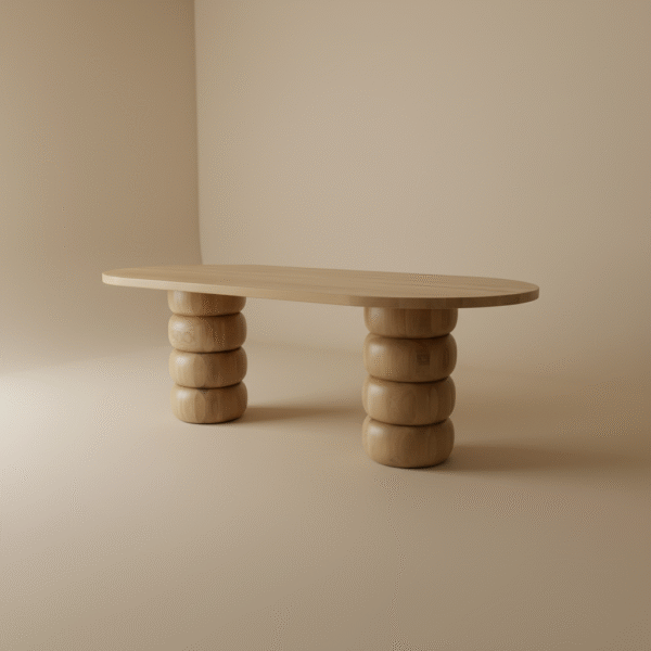 Stół dębowy GALICJA Stół dębowy GALICJA – elegancki półokrągły blat, styl japandi