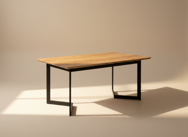 Stół dębowy POLIK Stół dębowy POLIK – drewniany blat i czarne stalowe nogi, styl skandynawski