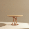Stół NOMU półokrągły Stół NOMU – półokrągły blat dębowy i nogi w kolorze różowego złota