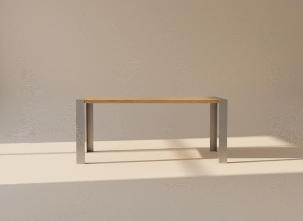 TRAWERN – stół dębowy z nogami stalowymi Stół TRAWERN – dębowy blat i metalowe nogi w kolorze stalowym (szarym)