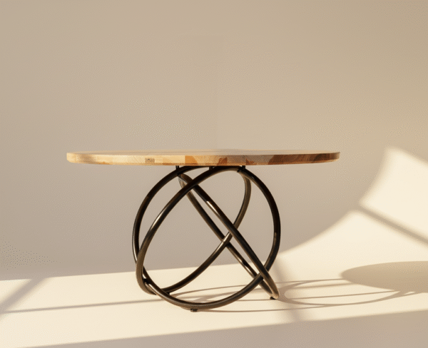 Stół drewniany MARON Stół drewniany MARON – klasyczny stół z okrągłym drewnianym blatem na metalowych nogach