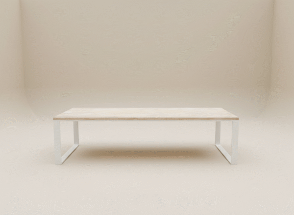 SIGŁA – stół drewniany z białymi nogami Stół SIGŁA – drewniany blat i białe metalowe nogi, styl skandynawski