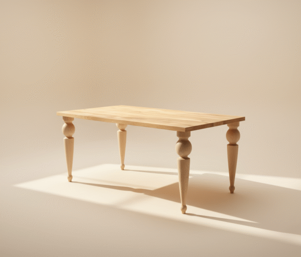 WILGA – stół rzeźbiony z litego dębu Stół WILGA – rzeźbiony stół dębowy z masywnymi, toczonymi nogami