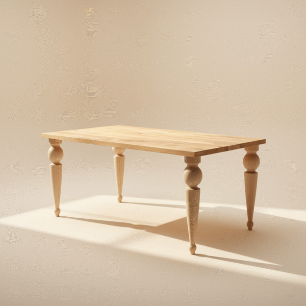 WILGA – stół rzeźbiony z litego dębu Stół WILGA – rzeźbiony stół dębowy z masywnymi, toczonymi nogami