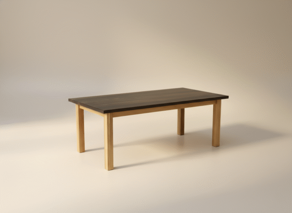 FLOSTO – stół z czarnego dębu Stół FLOSTO – ekskluzywny blat z czarnego dębu i podstawa z naturalnego drewna