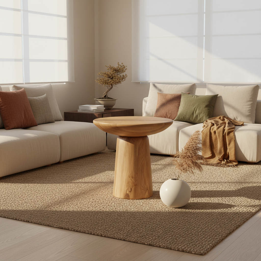 Stolik RUNIKA – jasne drewno dębowe, lekka forma, styl boho i skandynawski