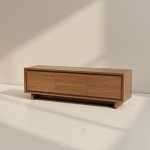 Jak pielęgnować o meble z litego drewna? 9 Szafka RTV SZEPT – naturalne drewno, wykonanie na wymiar, styl skandynawski