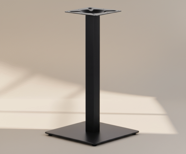 ZORLA – czarna stalowa noga kwadratowa do stołu Noga ZORLA – czarna stalowa, kwadratowa podstawa, noga do stołu i stolika