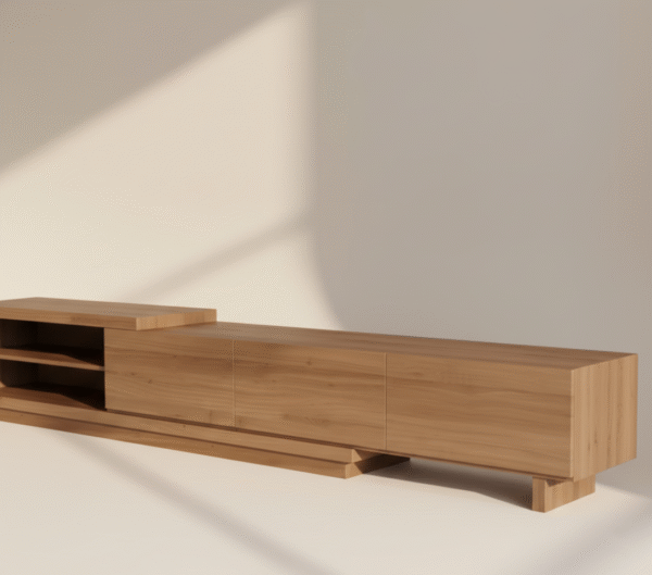 PROMIEŃ – szafka RTV z litego dębu PROMIEŃ – dębowa szafka RTV w stylu Japandi