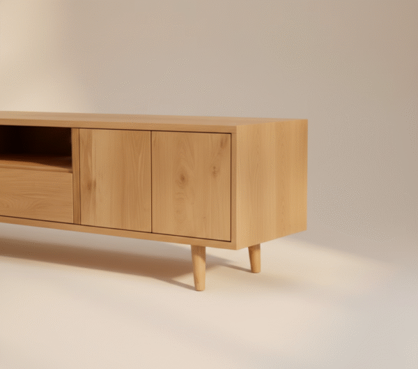 ROSA – szafka RTV z litego drewna ROSA – szafka RTV z litego drewna dębowego w stylu Japandi