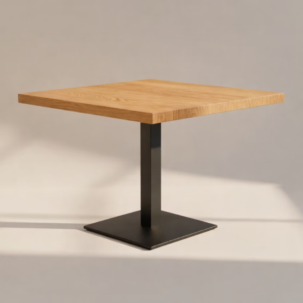 Stolik restauracyjny KROSNA – dębowy blat i metalowa podstawa