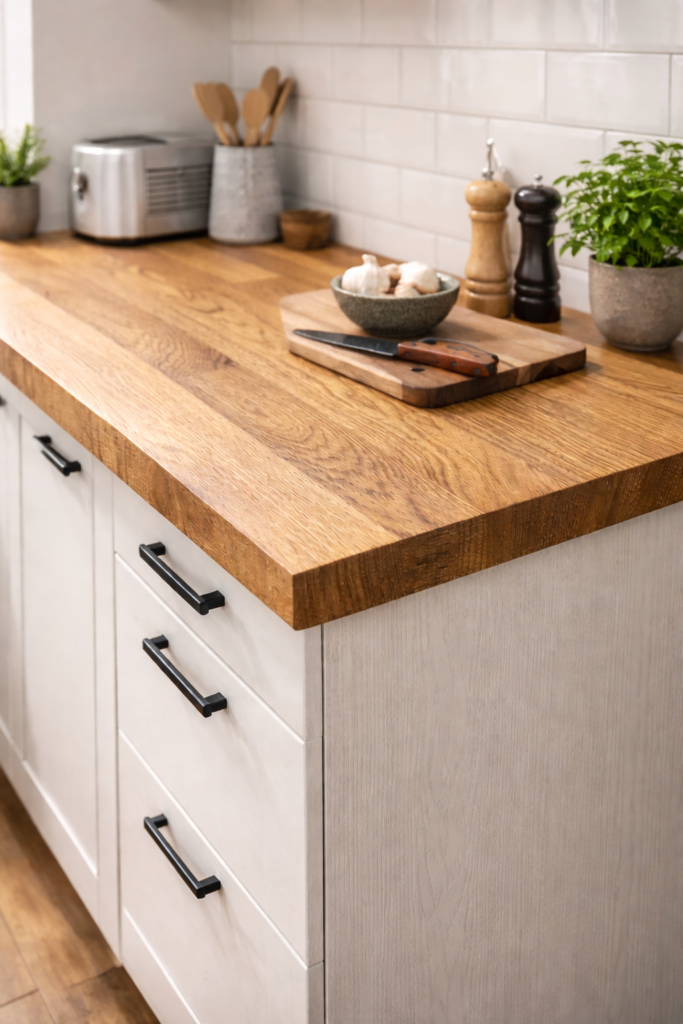 Najlepsze drewno na blat kuchenny – ranking gatunków 2026 3 blat debowy lity kuchenny