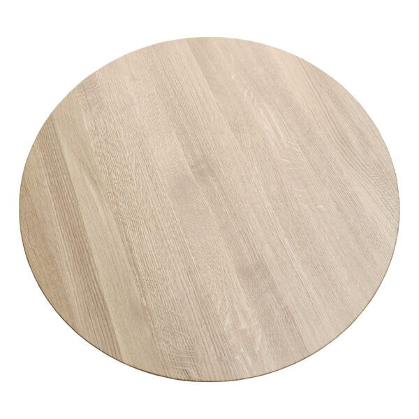 Dębowy blat do stolika - standard restauracyjny Okrągły blat dębowy do stolika restauracyjnego o grubości 30mm / 40mm z litego drewna