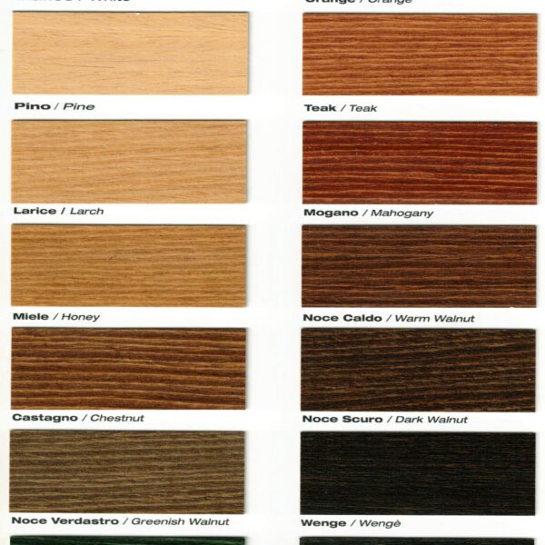 Paleta kolorów lakierów wodnych Kemichal do drewna zewnętrznego